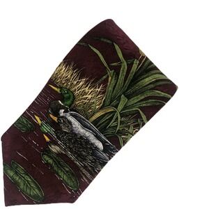 1999 Endangered Species Serenading Mallards Silk Tie Katie Dobson Cundiff‎ Duck